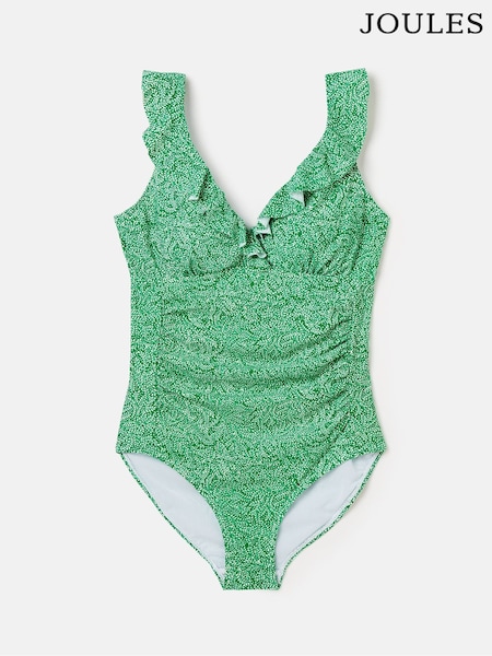 Joules Peony Green Frill Swimsuit (N00678) | £14