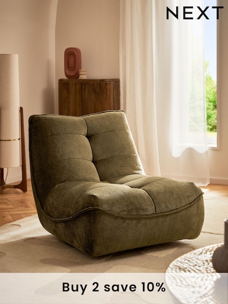 Plush Chenille Moss Green Lucca Swivel Pillow Accent Chair (N00721) | £425