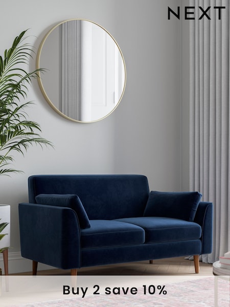 Soft Velvet Navy Blue Mila Compact 2 Seater Sofa In A Box (N00727) | £475