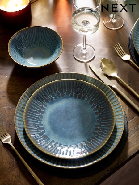 12 Piece Teal Blue Collins Dinner Set (N01144) | £80