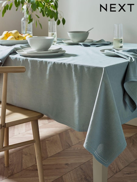 Sage Green Linen Look 100% Cotton Table Cloth (N01271) | £28 - £36