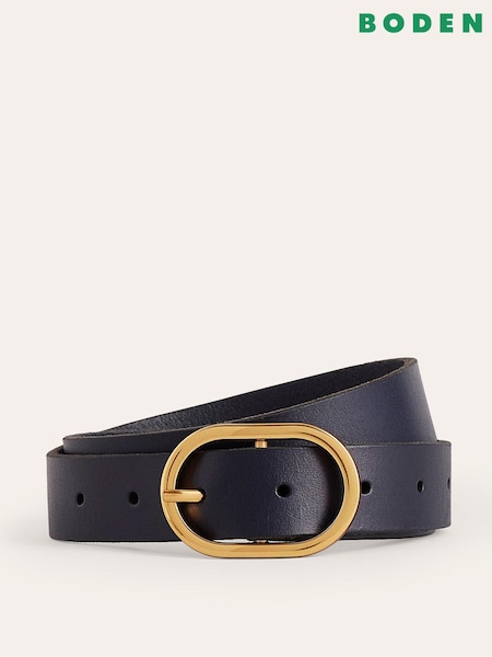 Boden Blue Classic Leather Belt (N01331) | £40