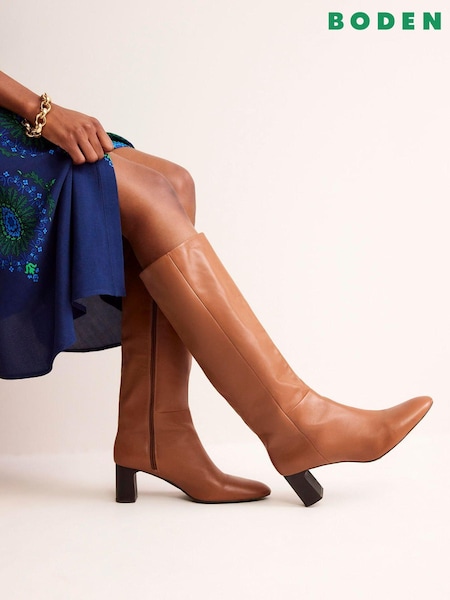 Boden Brown Erica Knee High Leather Boots (N01340) | £230