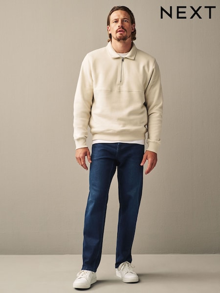 Blue Dark Straight Fit Vintage Wash Denim Jeans (N02136) | £30