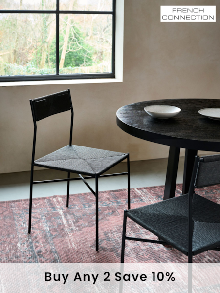 French Connection Black Woven Shlip Dining Chairs Set Of 2 (N02178) | £299