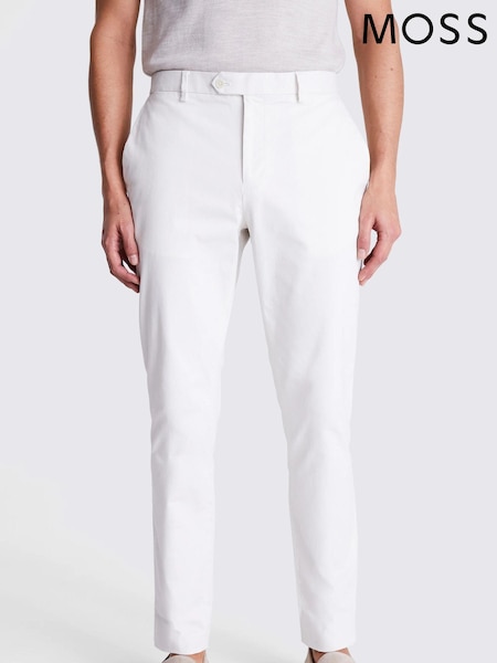 MOSS White Slim Chino Trousers (N02324) | £60