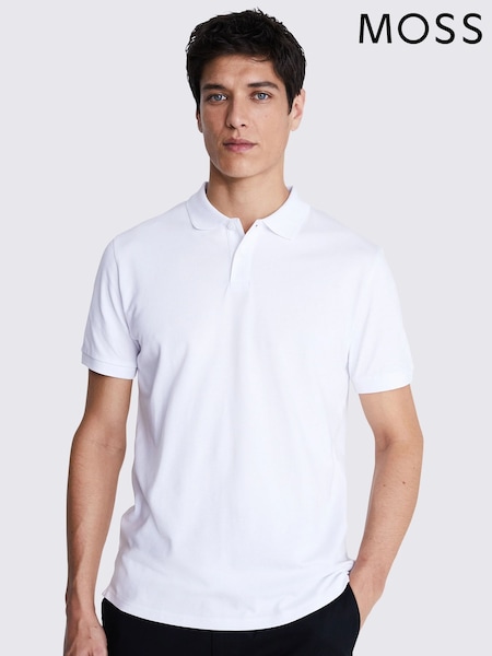 MOSS White Pique Polo Shirt (N02461) | £30