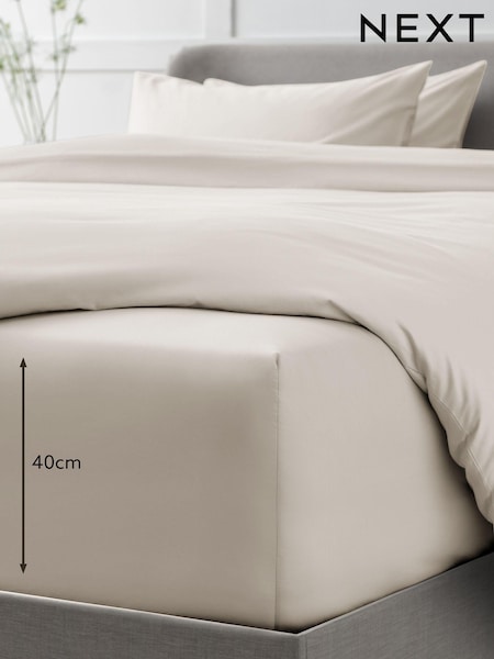 Stone Natural Collection Luxe 400 Thread Count 100% Egyptian Extra Deep Fitted Cotton Sateen Sheet (N02732) | £28 - £45
