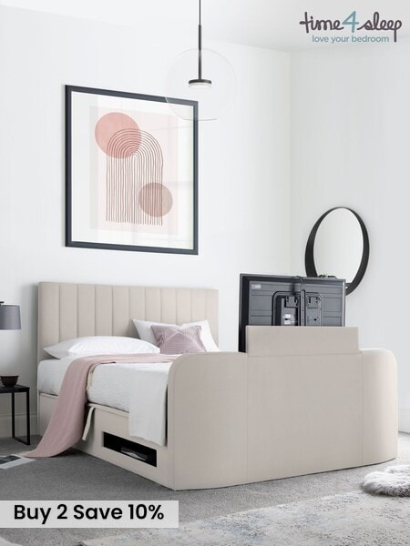 time4sleep Natural Onelife Velvet Upholstered TV Ottoman Storage Bed Bed (N04051) | £1,000 - £1,100