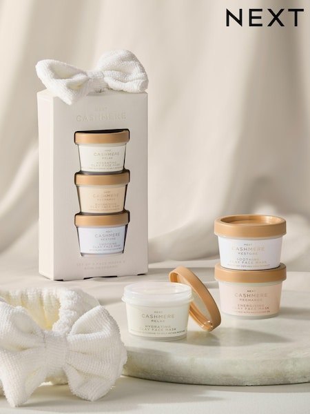 Set of 3 Cashmere Face Masks and Bow Headband Gift Set (N04780) | £14