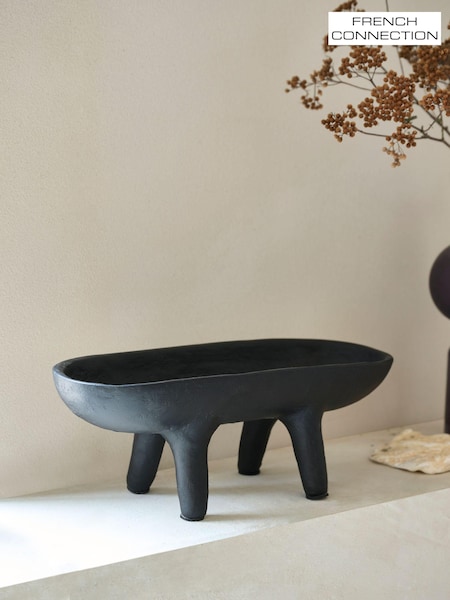 French Connection Black Papier Mache Footed Bowl (N05231) | £25