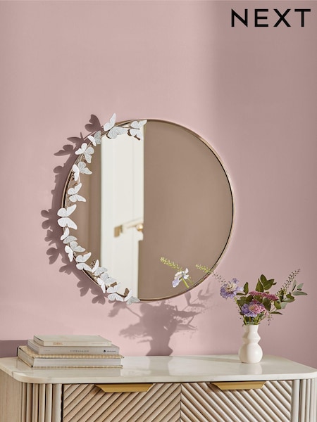 Champagne Gold Round Butterfly Wall Mirror (N05750) | £70