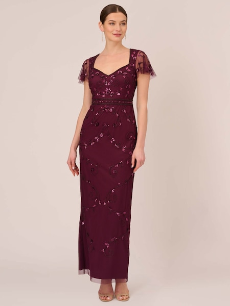Adrianna Papell Red Red Beaded Long Dress (N05760) | £159