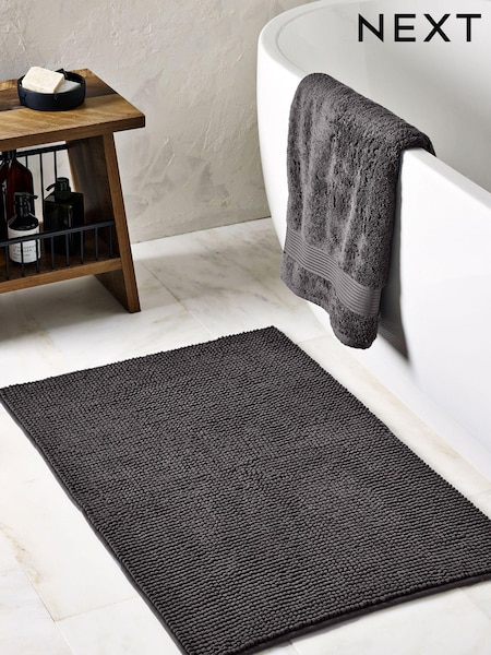 Dark Charcoal Grey Bobble Bath Mat (N06212) | £10