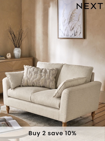 Tailored Chenille Oyster Natural Emory Compact 2 Seater Sofa in a Box (N06371) | £499