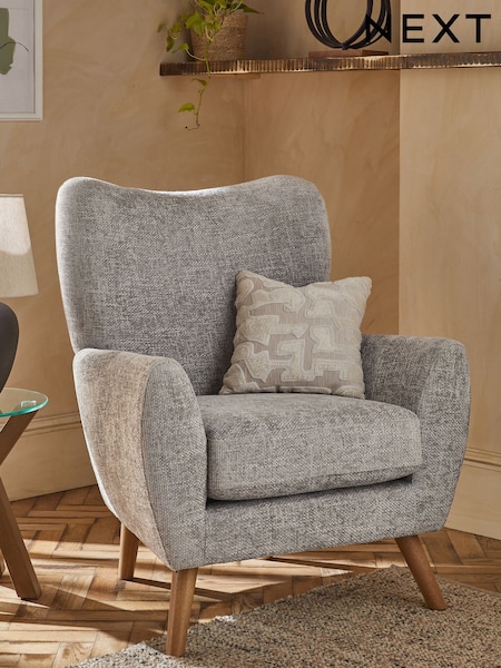 Chunky Chenille Light Grey Wilson II Highback Grande Armchair (N06387) | £425