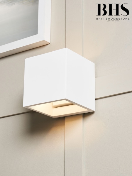 BHS White Montilla Up Down Paintable Plaster Wall Light (N06590) | £25