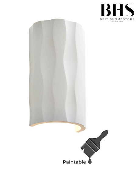 BHS White Toledo LED Up Down Paintable Plaster Wall Light (N06606) | £50