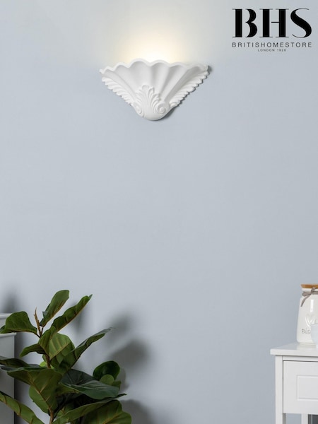 BHS White Arucas Paintable Plaster Wall Uplighter (N06608) | £40