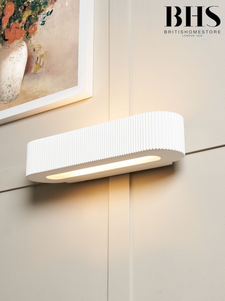 BHS White Getxo Paintable Plaster Wall Uplighter (N06610) | £35
