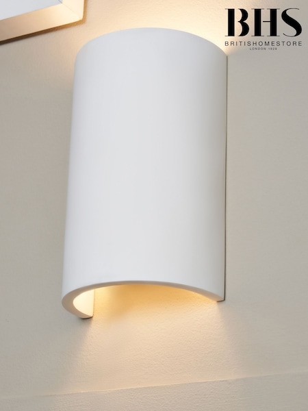 BHS White Martos Up Down Paintable Plaster Wall Light (N06614) | £25