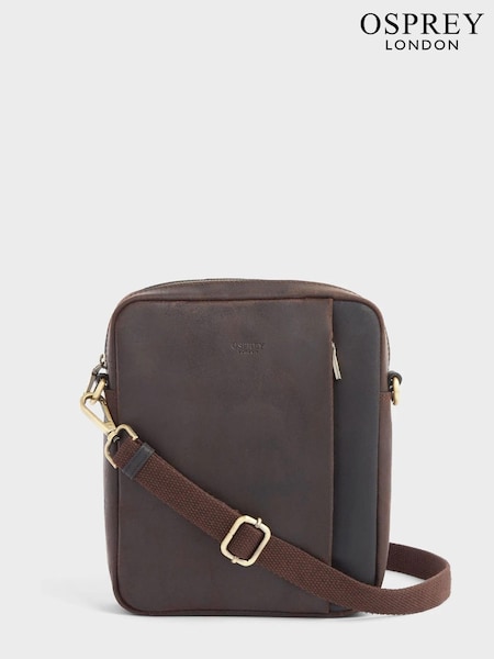 OSPREY LONDON The Small Jenson Chocolate Leather Brown Messenger Bag (N06759) | £85