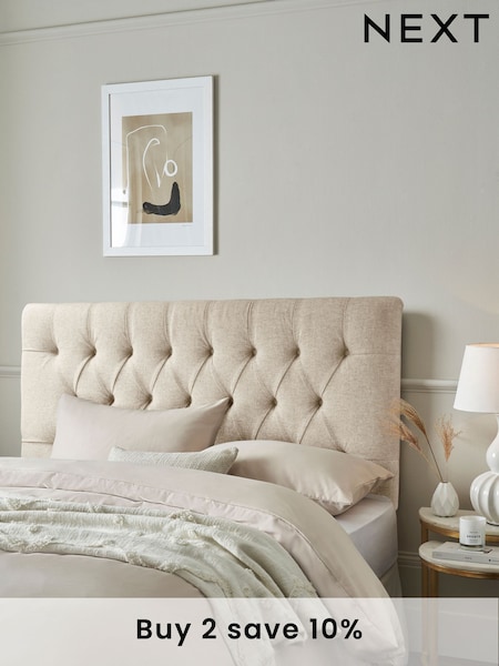 Wool Blend Natural Stone Parisian Upholstered Headboard (N06795) | £280 - £380