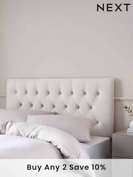 Opulent Velvet Natural Oyster Parisian Upholstered Headboard (N06796) | £215 - £315