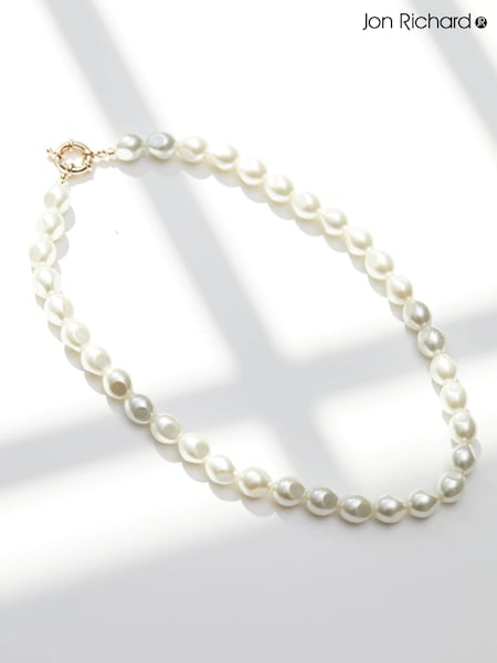 Jon Richard Gold Plated Round Pearl Station Y Drop Necklace (N07114) | £30