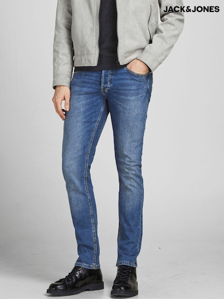 JACK & JONES Mid Blue Slim Fit Glenn Jeans (N07291) | £30