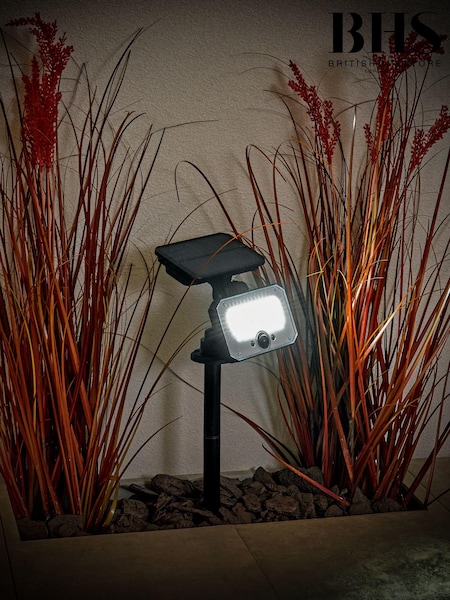 BHS Black Bradley Solar Outdoor Floodlight Spike & RC (N09667) | £20