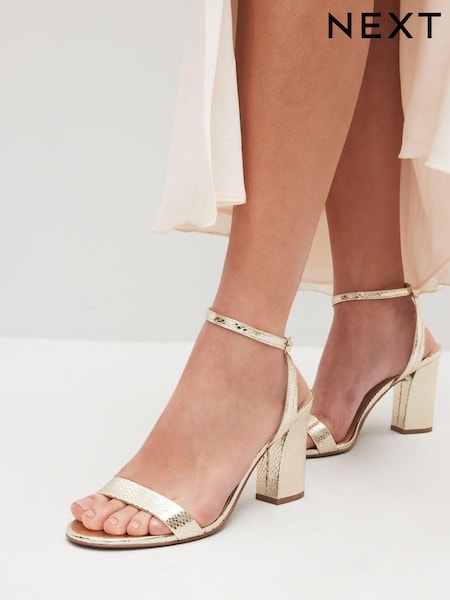 Gold Extra Wide Fit Forever Comfort® Block Heel Sandals (N09933) | £32