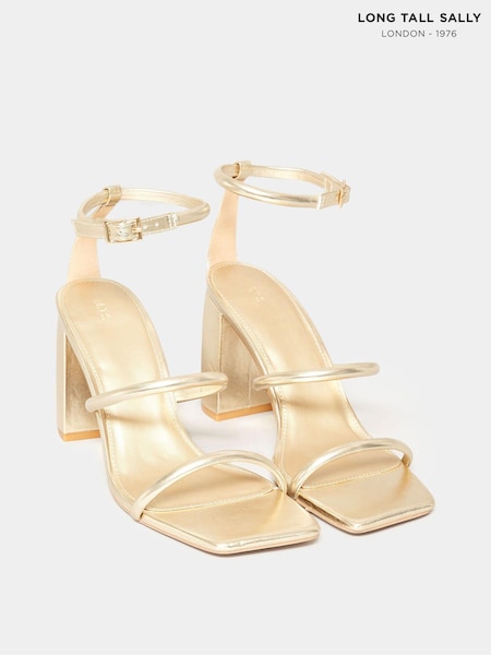 Long Tall Sally Gold Multi Strap Block Heels (N09991) | £50