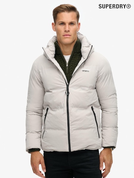 Superdry Grey Hooded Water-Repellent Boxy Puffer Jacket (N10658) | £120