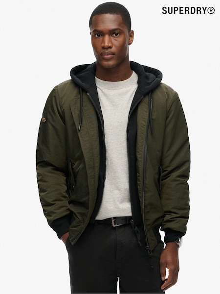 Superdry Green Military Hooded MA1 Bomber Jacket (N10703) | £100