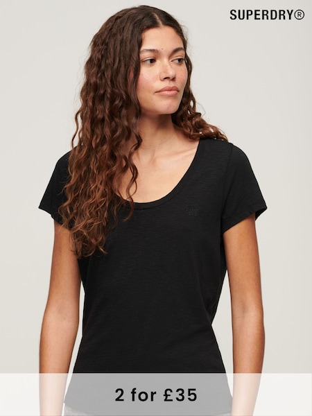 Superdry Studio Black Scoop Neck T-Shirt (N11170) | £20
