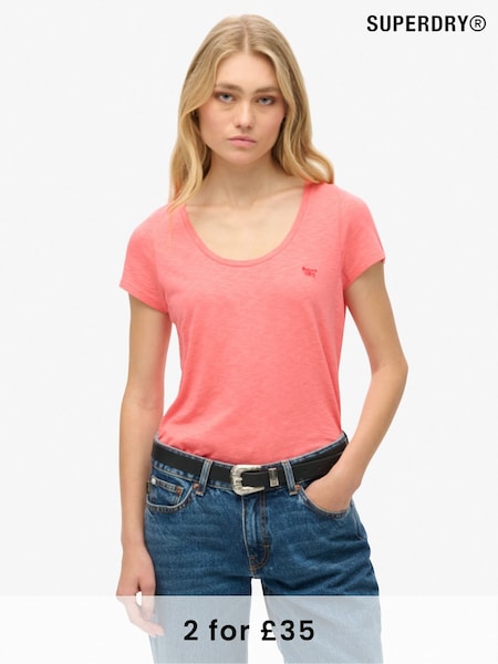 Superdry Studio Orange Scoop Neck T-Shirt (N11284) | £20