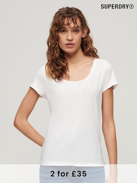 Superdry Studio White Scoop Neck T-Shirt (N11285) | £20
