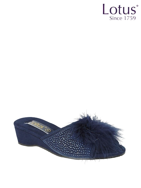 Lotus Blue Mule Wedge Slippers (N11425) | £37