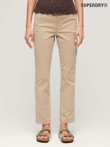 Superdry Brown 100% Cotton Mid Rise Chino Trousers (N12043) | £55