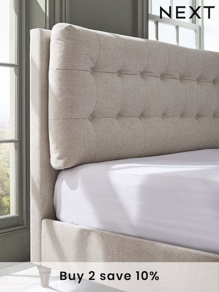 Tweedy Plain Light Natural Fairford Upholstered Ottoman Storage Bed Frame (N12203) | £915 - £1,015
