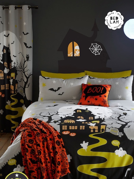 Bedlam Grey Haunted House Glow in the Dark Duvet Cover Set (N12557) | £20 - £30