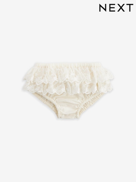 Cream Lace Frill Baby 100% Cotton Knickers (0mths-2yrs) (N12691) | £7