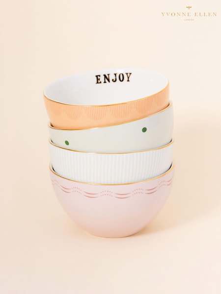 Yvonne Ellen Slogan Cereal BOWLS SET OF 4 (N12785) | £45