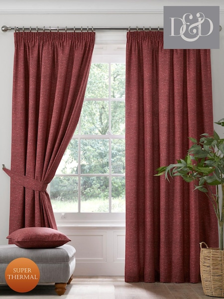Dreams & Drapes Red Pembrey Super Thermal Pencil Pleat Curtains Curtains (N12958) | £32 - £80