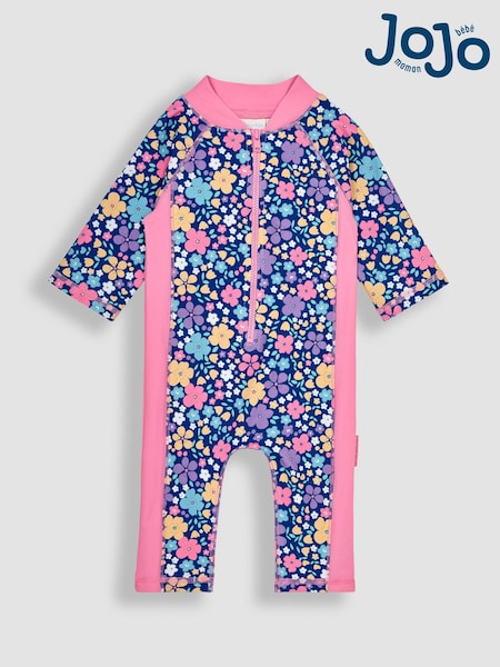 JoJo Maman Bébé Navy Blue UPF 50 1-Piece Sun Protection Suit (N13374) | £24