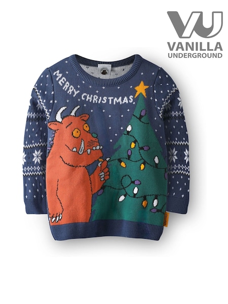 Vanilla Underground Blue Gruffalo Kids Xmas Jumper (N13497) | £30