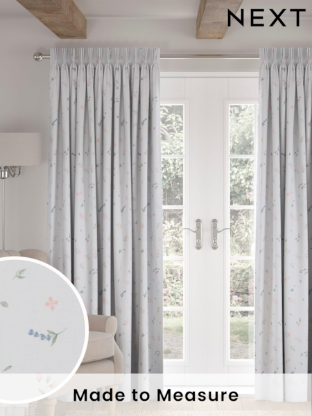 White Ditsy Floral Made to Measure 100% Cotton Curtains (N13637) | £61