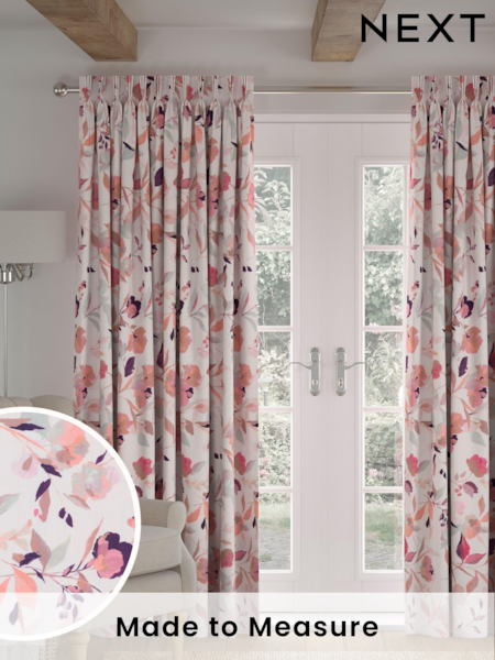 Natural Restore Floral Made to Measure 100% Cotton Curtains (N13638) | £61