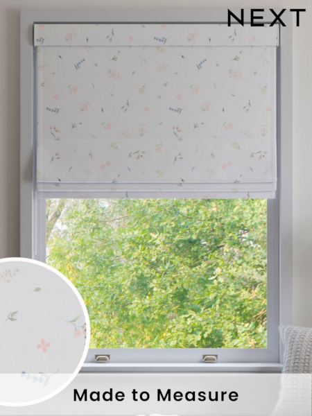 White Ditsy Floral Made to Measure Roman 100% Cotton Blind (N13743) | £52